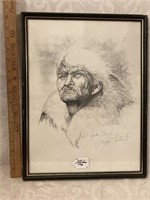 Framed Signed Charcoal Drawing Print