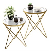 HLR Modern Round Side Table Set of 2, End Table wi