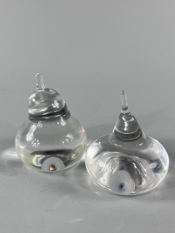 Steuben Crystal Glass Fig and Pear Sculptures