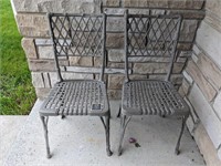 Pair of Cast Metal Outdoor Patio Chairs