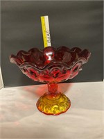 Amberina glass fruit bowl