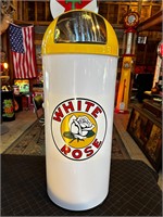 3ft Tall Metal White Rose Trash Bin