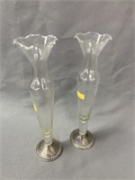 (2) Sterling Base Bud Vases