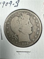 1909-S Silver Barber Half-Dollar