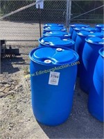 E. (5) 55 gallon blue poly barrelsFOOD GRADE
