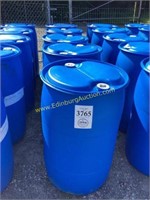 E. (5) 55 gallon blue poly barrels FOOD GRADE