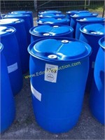 E. (5) 55 gallon blue poly barrels FOOD GRADE