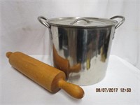 Stock pot and a rolling pin