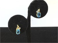 10k GOLD & Topaz earrings, 1.8g(tw)