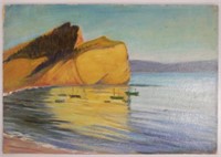 Naive maritime seashore landscape, Oil on Canvas