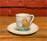 Vintage Japanese Ceramic Teacup, Saucer Set