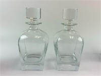 Two New 8.5" Glass Whiskey Decanters