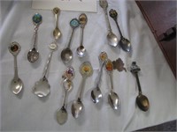 Misc lot of souvenir spoons and rack
