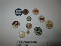 10 ANTIQUE PINBACK BUTTONS AND PINS WW1 ERA