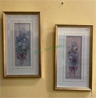 Pair of signed and numbered floral prints. One is
