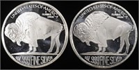 (2) 1 OZ .999 SILVER BUFFALO ROUNDS