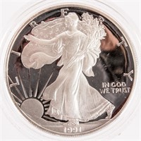 Coin 1991 Silver Eagle Proof .999 Fine Silver