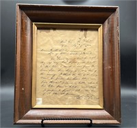 Antique Framed Hand Written Letter From U.L. Grant