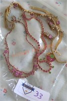 Pink rhinestone costume jewelry lot