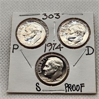 1974 P-D-S Roosevelt Dime Proof