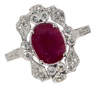 14k Gold 2.26 ct Oval Ruby & Diamond Ring