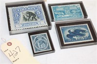 Vintage Foreign postage stamps in blocks lucite