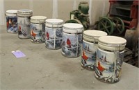(7) Assorted Cardinal Canisters