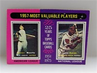 1975 Topps MVPs Mickey Mantle Hank Aaron #195