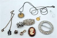 Estate Jewelry - Cameo Pin, Monet Necklace+