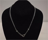 Sterling Double Strand Link Chain Necklace