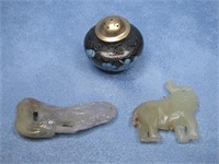 Carved Jade Pendants &  Antique Asian Salt Cellar