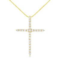 10K Gold Diamond Cross Pendant Necklace - 2.0 Cttw