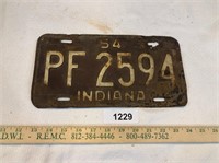 1954 Indiana License Plate