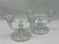 Indiana Glass Double Candle Stick Holders (2)