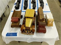 Group Of Wooden Toy Cars And Trucks