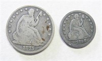 1875 Silver 50 Cents and 1856 Silver 25 Cents