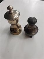 Sterling silver salt shaker and pepper grinder