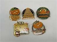 5 Circleville Pumpkin Show Pins 2006, 2008, 2009 &