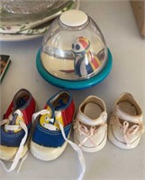 Pair of Old Baby Shoes and Baby Toy