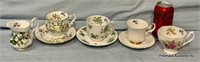 3 Vintage China Teacup & Saucer Sets & Creamer