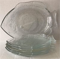 6 GLASS FISH PLATES