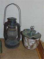 Dietz Barn Lantern, Slag Glass Flower Pot, plus