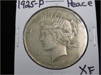 1925 P PEACE SILVER DOLLAR 90% XF