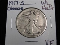 1917 S OBV WALKING LIBERTY HALF DOLLAR 90% VF