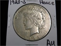 1923 S PEACE SILVER DOLLAR 90% AU