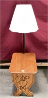 Ornate Solid Oak Magazine Lamp Table