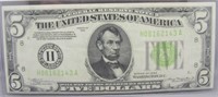 $5 Federal Reserve Note, 1934. Gem, Crisp,