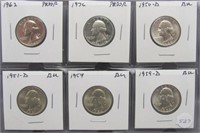 (6) silver quarter: (2) proof - 1962 & 1976, (4)
