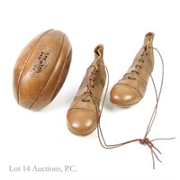 Leather Rugby Ball and Boots