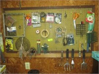 All items on peg board adn on top of counter